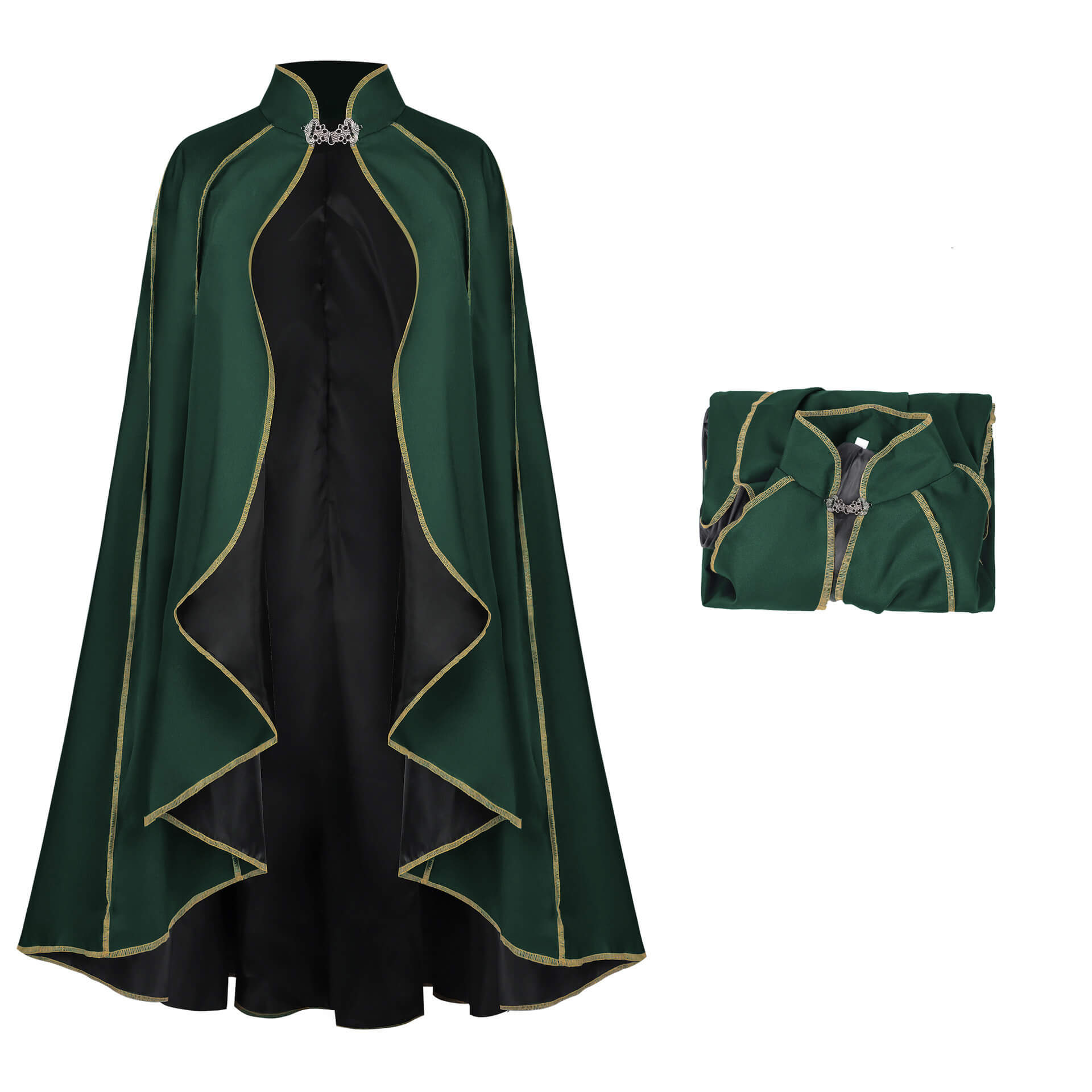 Medieval Shawl Vampire Pirate Robe Green Halloween Cloak