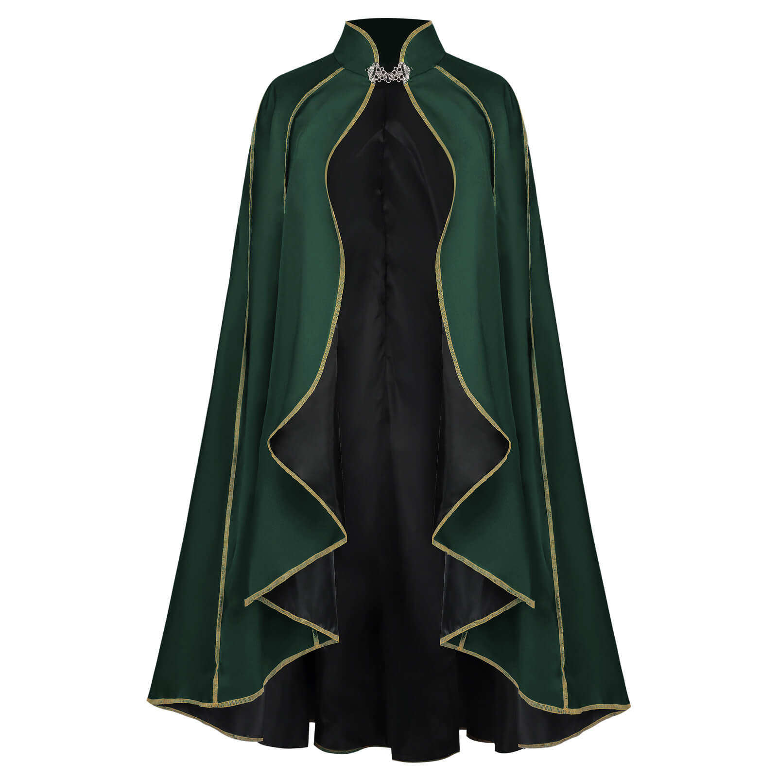 Medieval Shawl Vampire Pirate Robe Green Halloween Cloak