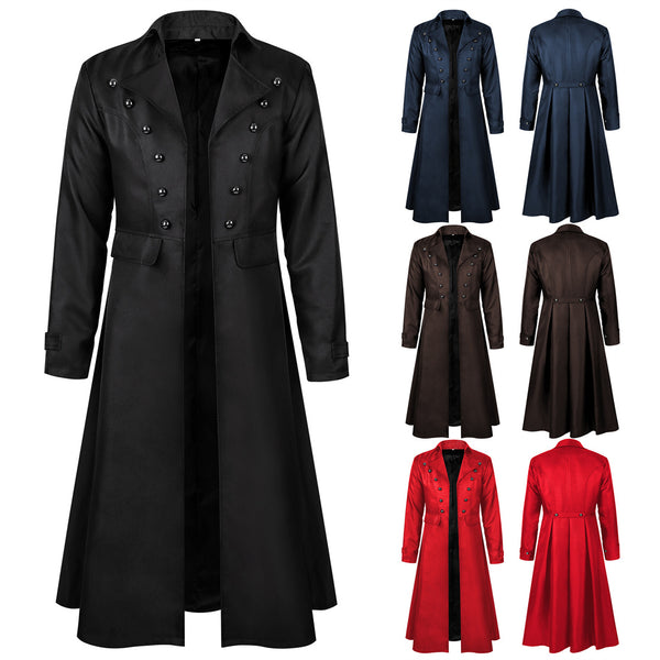 Steampunk Gothic Jacket Medieval Pirate Tuxedo Coat Men